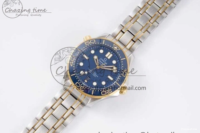 0522 ZeroBulk Seamaster Diver 300M SS YG Blue Ceramic Bezel JVSF 1:1 Best Edition Blue Dial on SS YG Bracelet A 7784